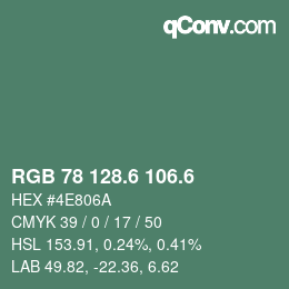 カラーコード: RGB 78 128.6 106.6 | qconv.com