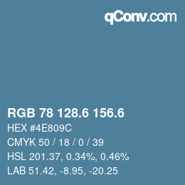 カラーコード: RGB 78 128.6 156.6 | qconv.com