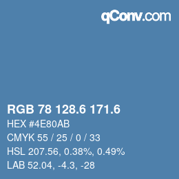 カラーコード: RGB 78 128.6 171.6 | qconv.com