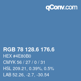 カラーコード: RGB 78 128.6 176.6 | qconv.com