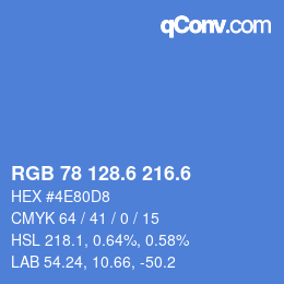 カラーコード: RGB 78 128.6 216.6 | qconv.com