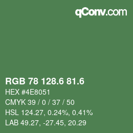 カラーコード: RGB 78 128.6 81.6 | qconv.com