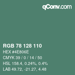 カラーコード: RGB 78 128 110 | qconv.com