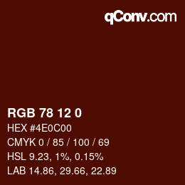 Color code: RGB 78 12 0 | qconv.com