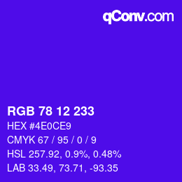 颜色代码: RGB 78 12 233 | qconv.com