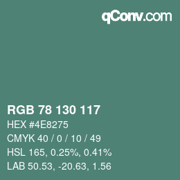 Color code: RGB 78 130 117 | qconv.com