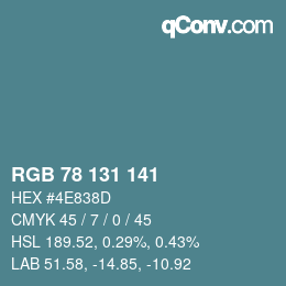 Código de color: RGB 78 131 141 | qconv.com