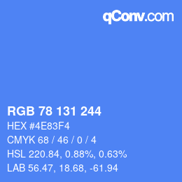 Farbcode: RGB 78 131 244 | qconv.com