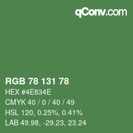 Farbcode: RGB 78 131 78 | qconv.com