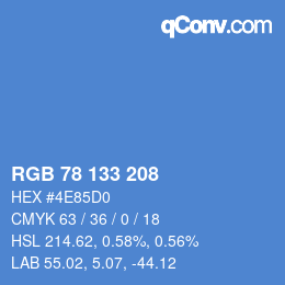 Farbcode: RGB 78 133 208 | qconv.com