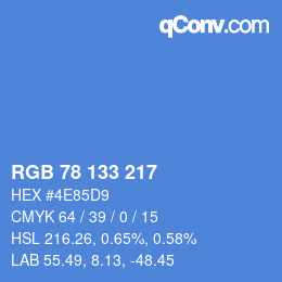 Color code: RGB 78 133 217 | qconv.com