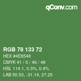 カラーコード: RGB 78 133 72 | qconv.com