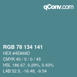 Código de color: RGB 78 134 141 | qconv.com