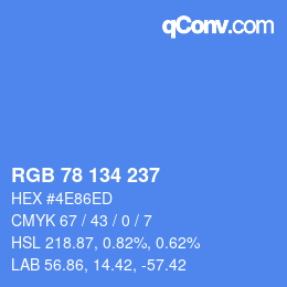 Color code: RGB 78 134 237 | qconv.com