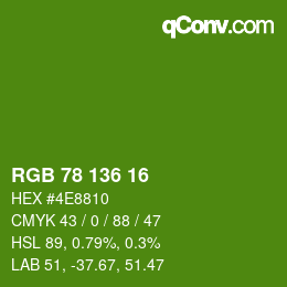 Color code: RGB 78 136 16 | qconv.com