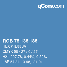 Color code: RGB 78 136 186 | qconv.com