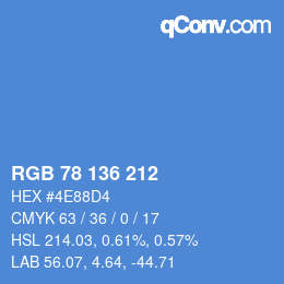 Color code: RGB 78 136 212 | qconv.com