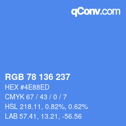 Color code: RGB 78 136 237 | qconv.com