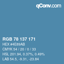 カラーコード: RGB 78 137 171 | qconv.com