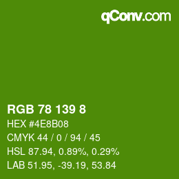 Farbcode: RGB 78 139 8 | qconv.com