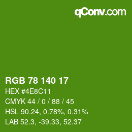 颜色代码: RGB 78 140 17 | qconv.com