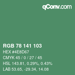 カラーコード: RGB 78 141 103 | qconv.com