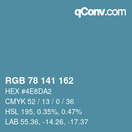 Color code: RGB 78 141 162 | qconv.com