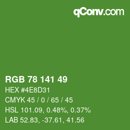 Color code: RGB 78 141 49 | qconv.com