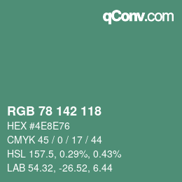 Color code: RGB 78 142 118 | qconv.com