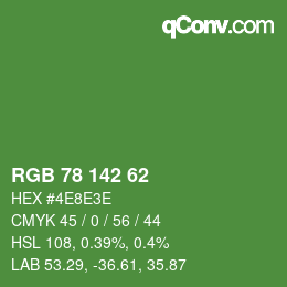颜色代码: RGB 78 142 62 | qconv.com