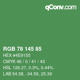 カラーコード: RGB 78 145 85 | qconv.com