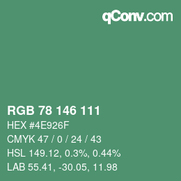 颜色代码: RGB 78 146 111 | qconv.com