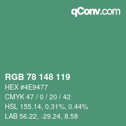 Color code: RGB 78 148 119 | qconv.com