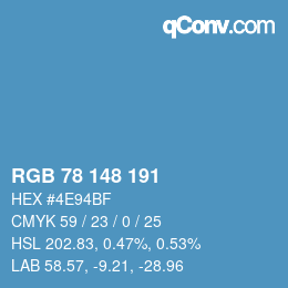 カラーコード: RGB 78 148 191 | qconv.com