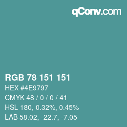 Color code: RGB 78 151 151 | qconv.com