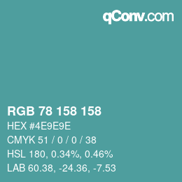 颜色代码: RGB 78 158 158 | qconv.com