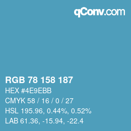 カラーコード: RGB 78 158 187 | qconv.com