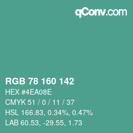 Color code: RGB 78 160 142 | qconv.com