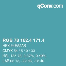 カラーコード: RGB 78 162.4 171.4 | qconv.com