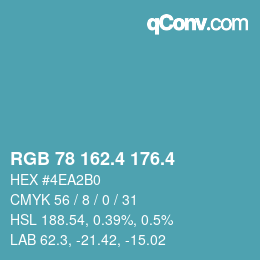 カラーコード: RGB 78 162.4 176.4 | qconv.com