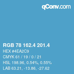 カラーコード: RGB 78 162.4 201.4 | qconv.com