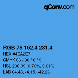 カラーコード: RGB 78 162.4 231.4 | qconv.com