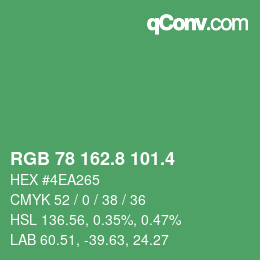 カラーコード: RGB 78 162.8 101.4 | qconv.com