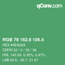 カラーコード: RGB 78 162.8 106.4 | qconv.com