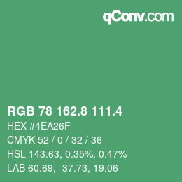 カラーコード: RGB 78 162.8 111.4 | qconv.com