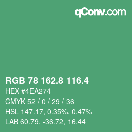カラーコード: RGB 78 162.8 116.4 | qconv.com