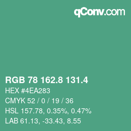 カラーコード: RGB 78 162.8 131.4 | qconv.com
