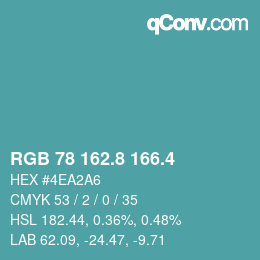カラーコード: RGB 78 162.8 166.4 | qconv.com