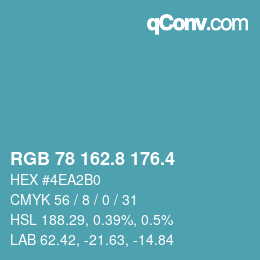 カラーコード: RGB 78 162.8 176.4 | qconv.com