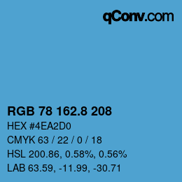 カラーコード: RGB 78 162.8 208 | qconv.com